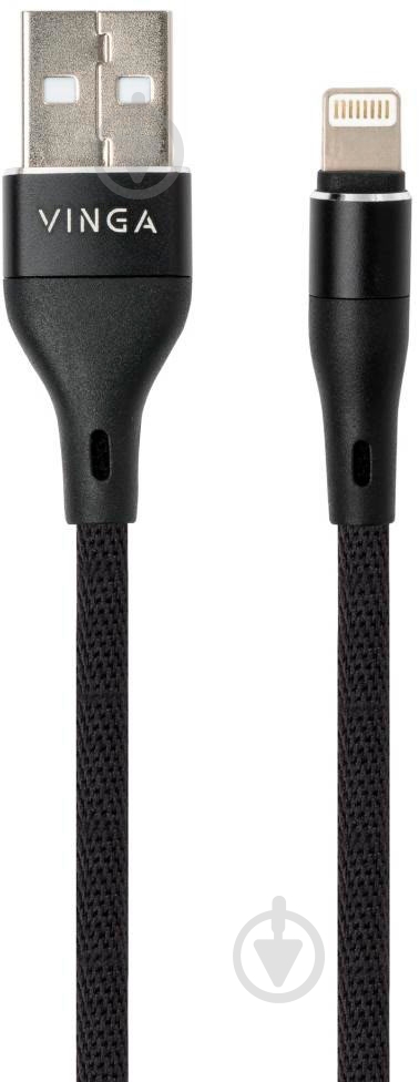Дата-кабель Vinga USB 2.0 AM – Lightning 1 м черный (VCPDCLCANB1BK) - фото 1