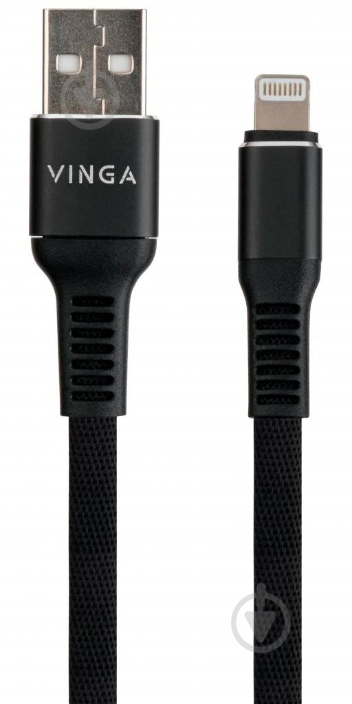 Дата-кабель Vinga USB 2.0 AM – Lightning 1 м черный (VCPDCLFNB1BK) - фото 1