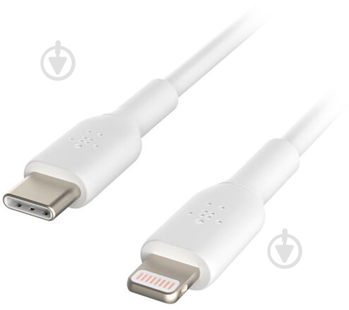 Кабель Belkin PVC Type-C / Lightning 1 м білий (CAA003BT1MWH) - фото 1