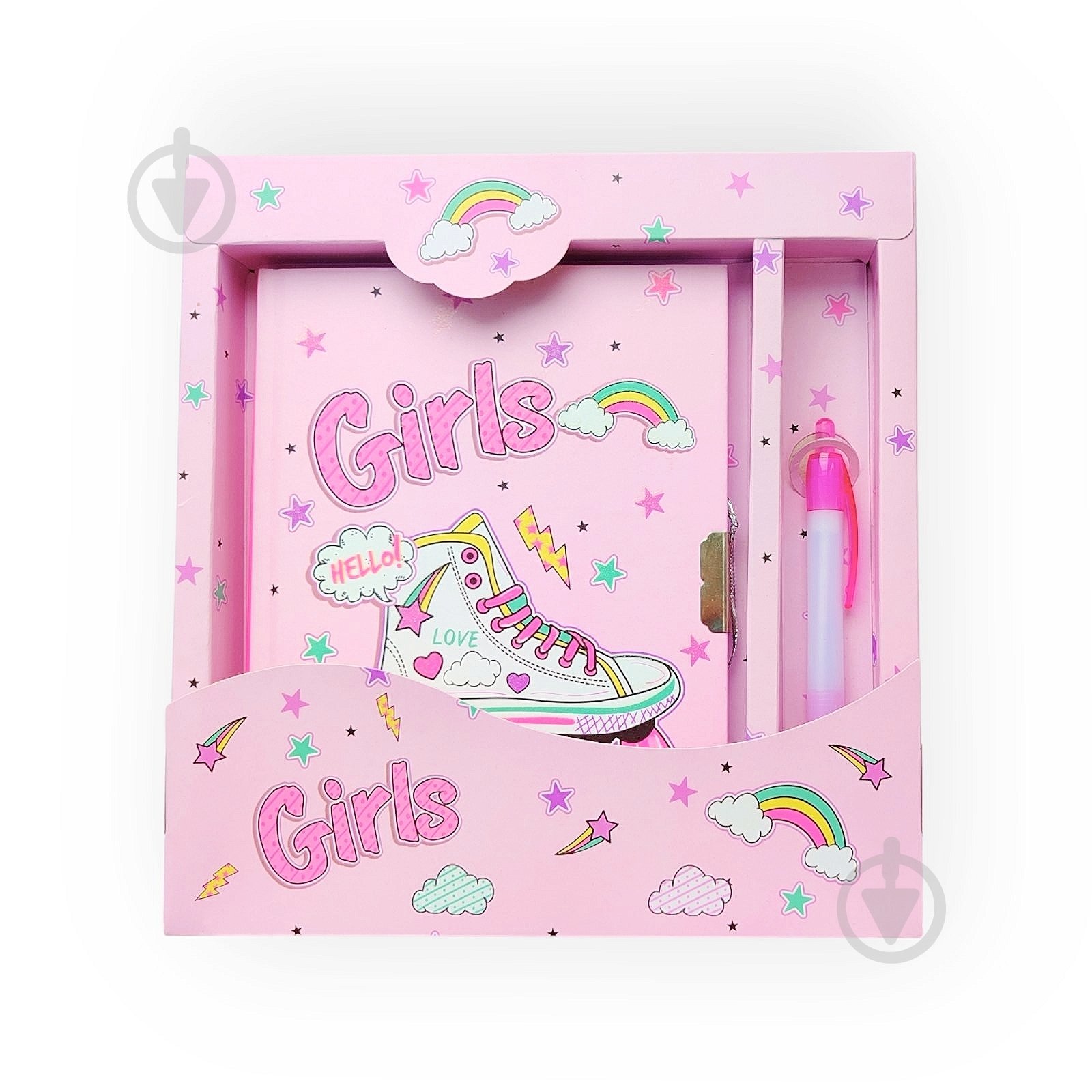 Блокнот дитячий на замочку Malevaro з ручкою Привіт дівчата 195x210х20 мм 362302-BP - фото 1