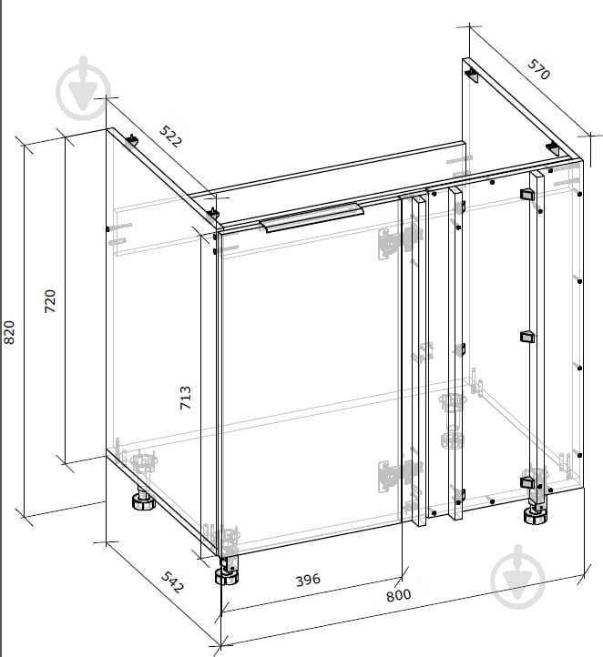 Тумба нижняя под мойку НМЩ 80х82х54,5 МС Тея дуб артизан/дуб артизан Грейд - фото 4 Тумба нижняя под мойку НМЩ 80х82х54,5 МС Тея дуб артизан/дуб артизан Грейд - фото 4