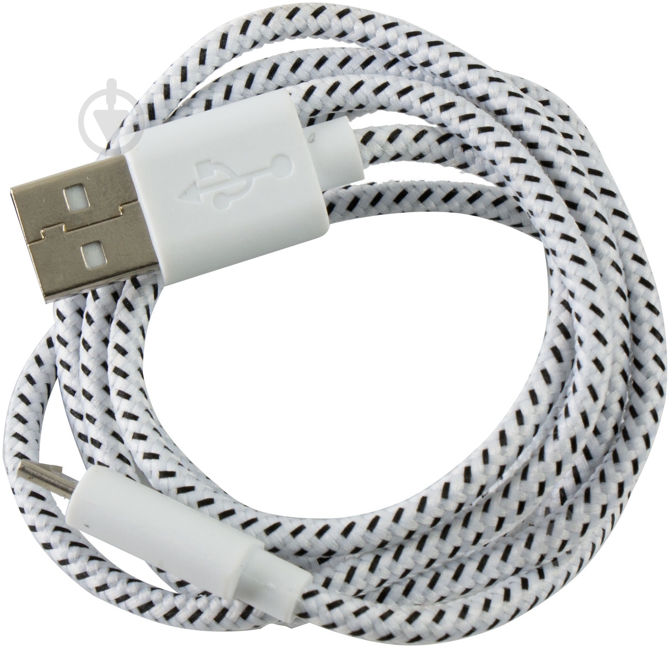Кабель Luxe Cube 1 м белый (TEXTILE USB MICRO TO USB WHITE) - фото 1