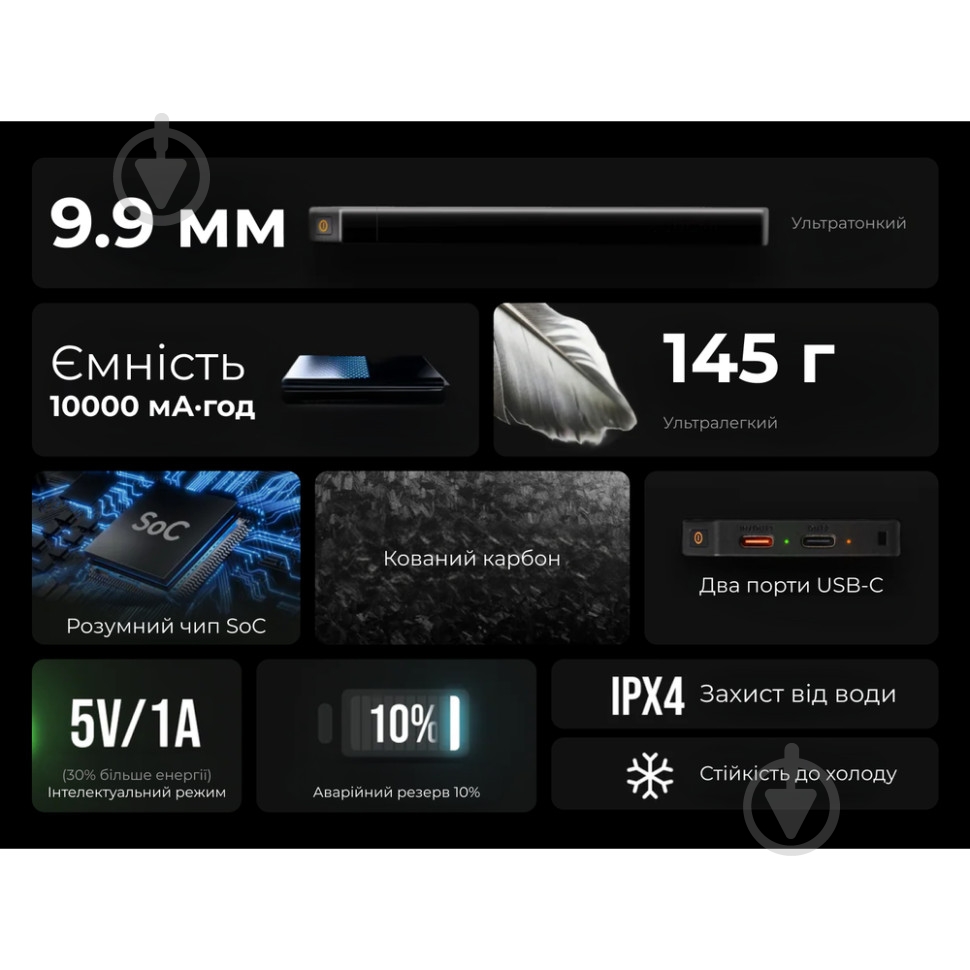 Повербанк Flextail Zero Power 10000 mAh black (6975755966793) - фото 9