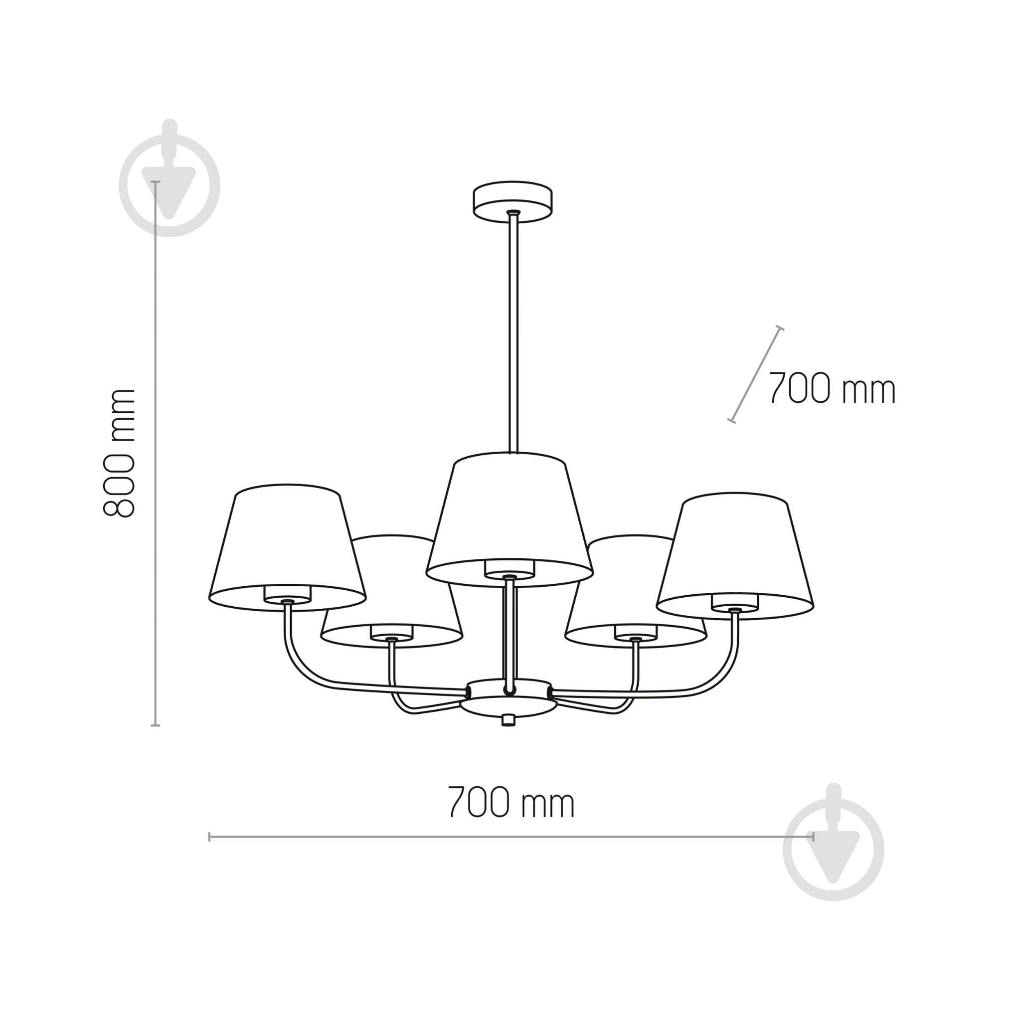 Люстра підвісна TK Lighting Chicago 5PL-3989 5x15 Вт E27 чорний льон - фото 4