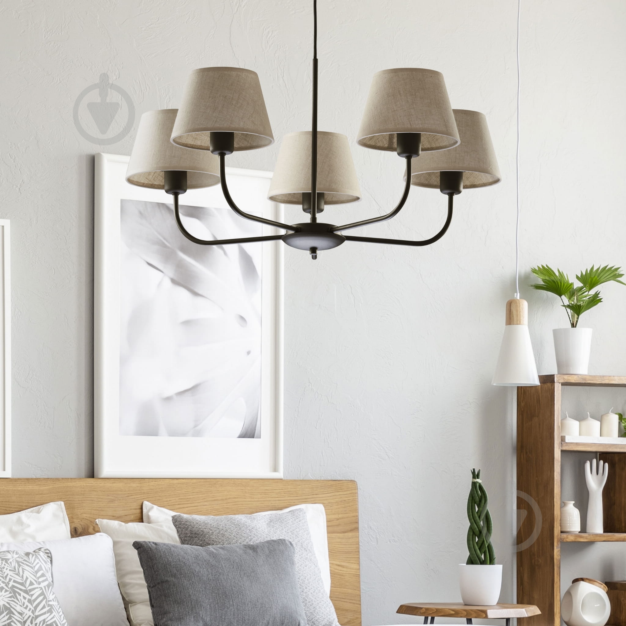 Люстра підвісна TK Lighting Chicago 5PL-3989 5x15 Вт E27 чорний льон - фото 3