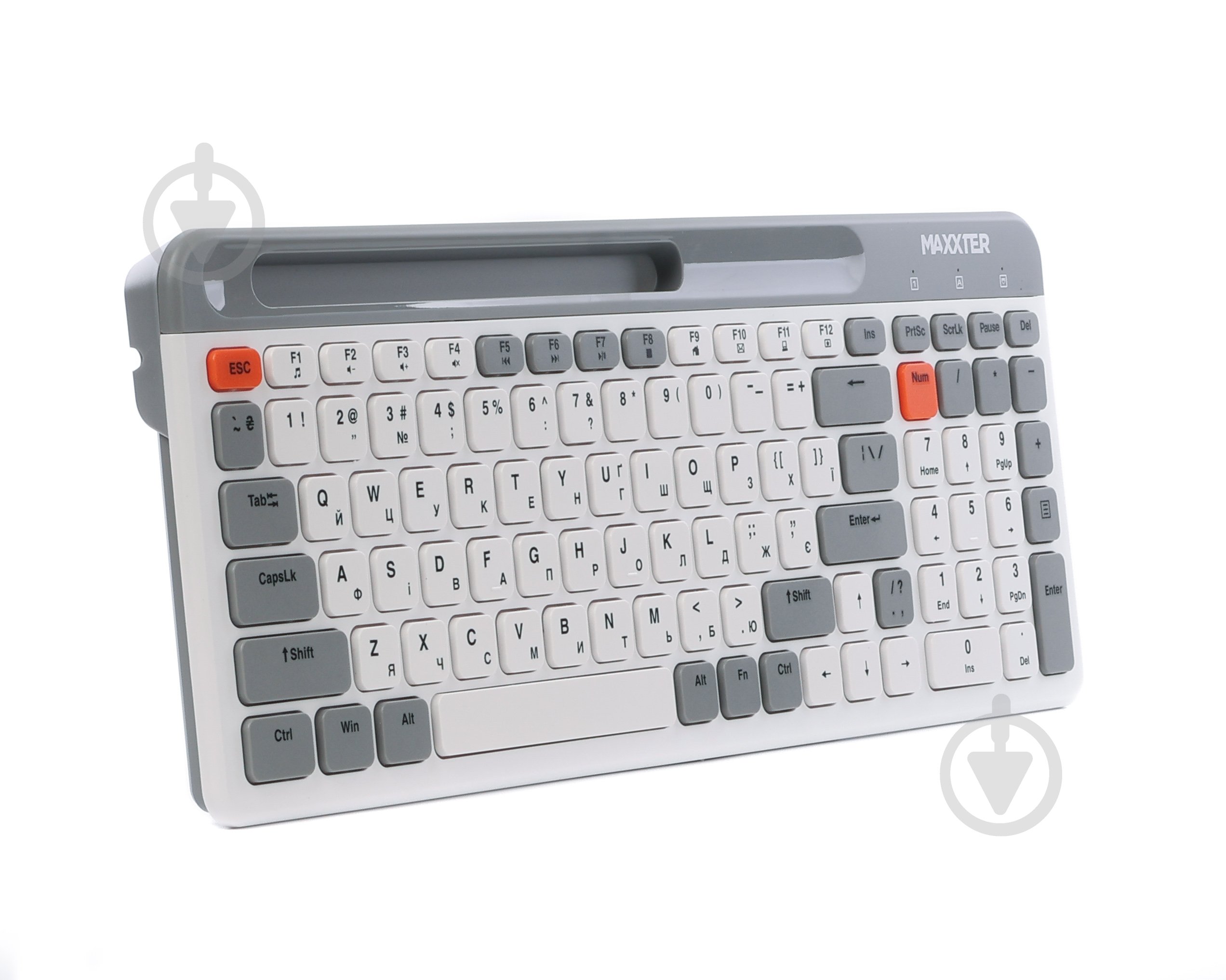 Клавіатура бездротова Maxxter KBW-02G-UA (KBW-02G-UA) ножичний механізм grey - фото 3