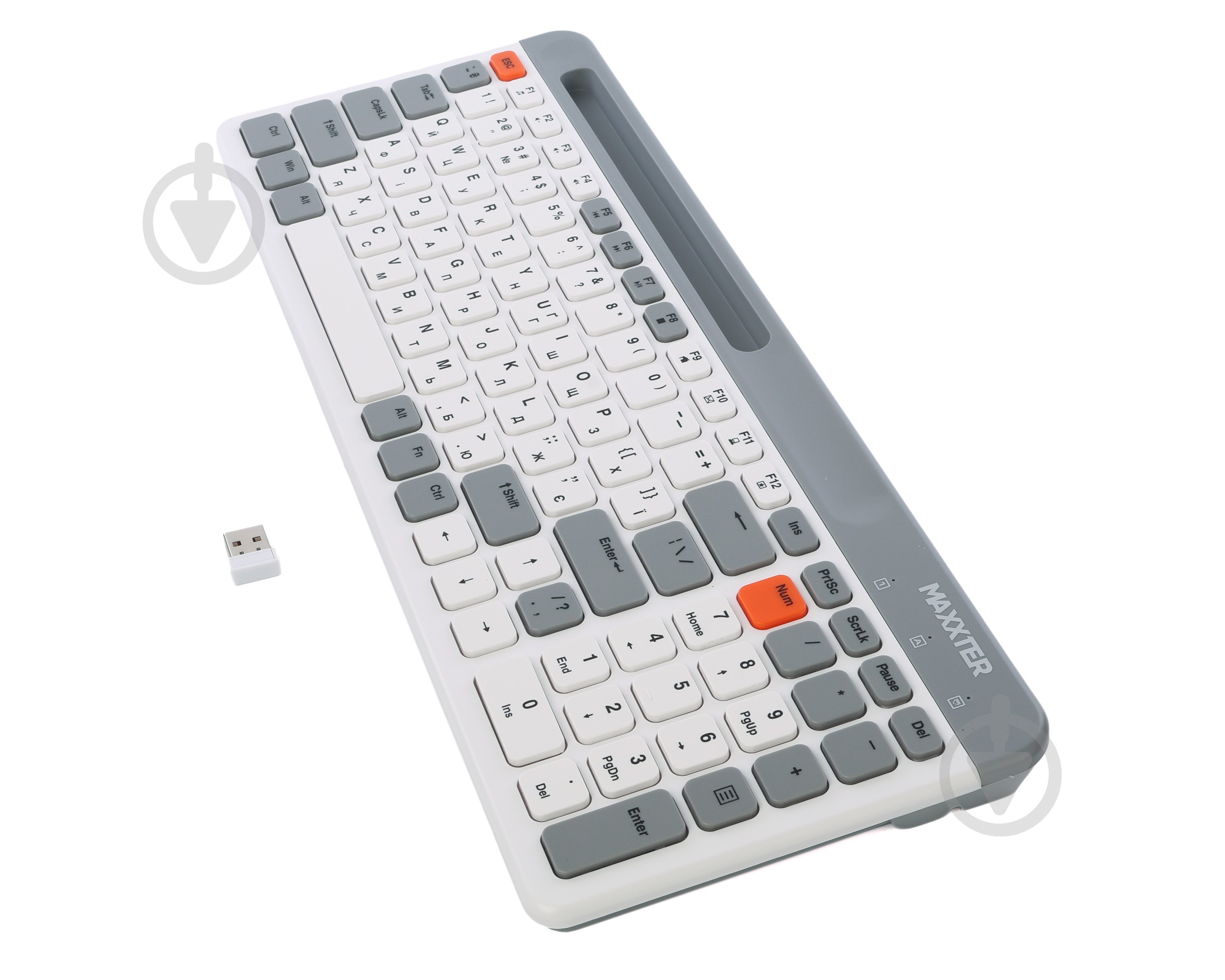 Клавіатура бездротова Maxxter KBW-02G-UA (KBW-02G-UA) ножичний механізм grey - фото 4