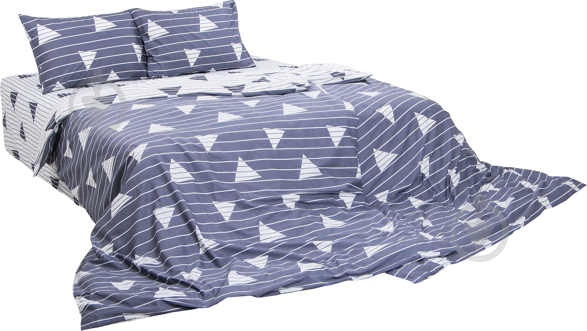 Комплект постельного белья Triangle семейный темно-серый Ibodo - фото 1