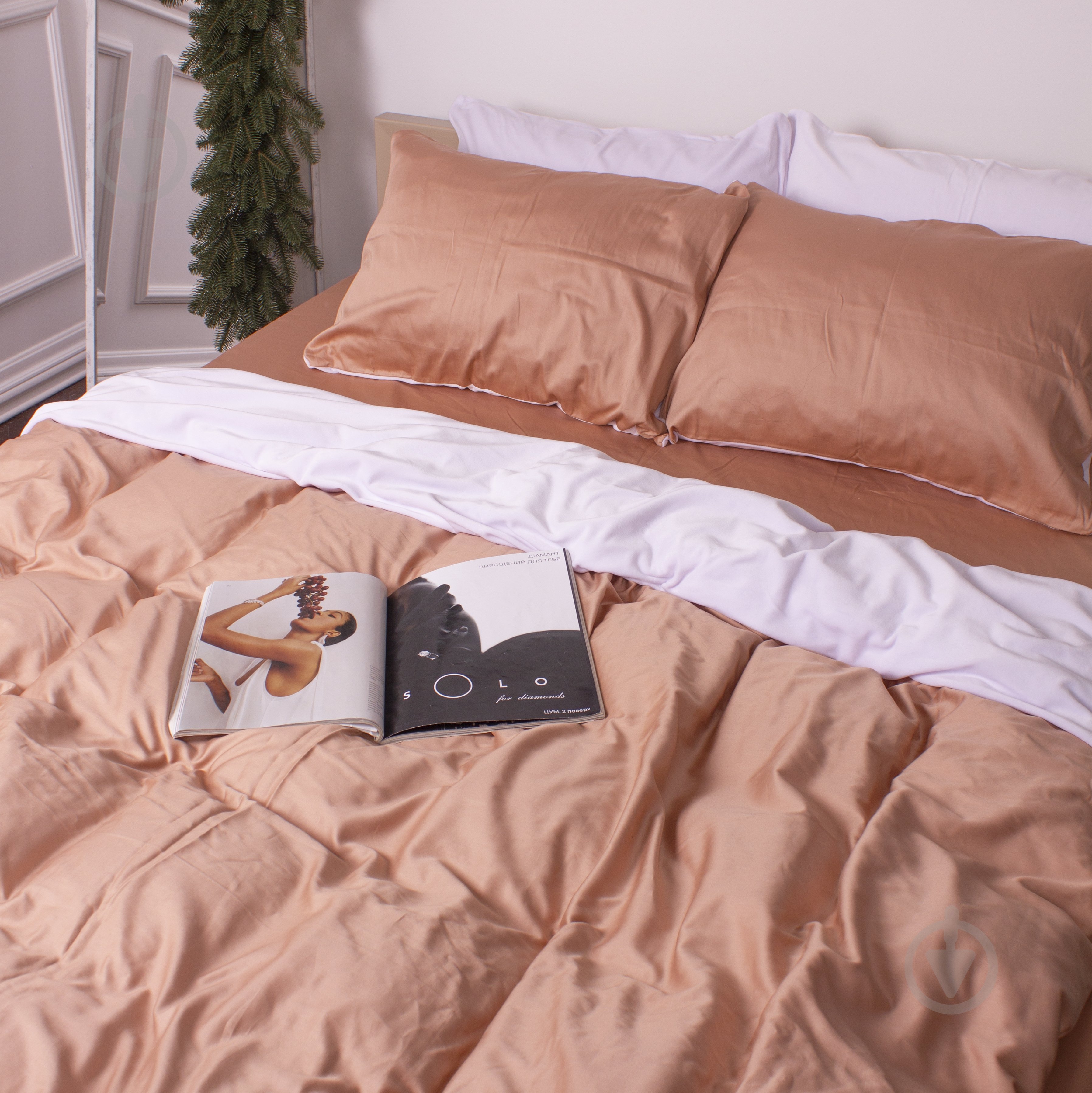 Комплект постельного белья Велюр Winter Delicate 28-0046 Cyclamen 200х220 см кремовый/белый MirSon - фото 2 Комплект постельного белья Велюр Winter Delicate 28-0046 Cyclamen 200х220 см кремовый/белый MirSon - фото 2