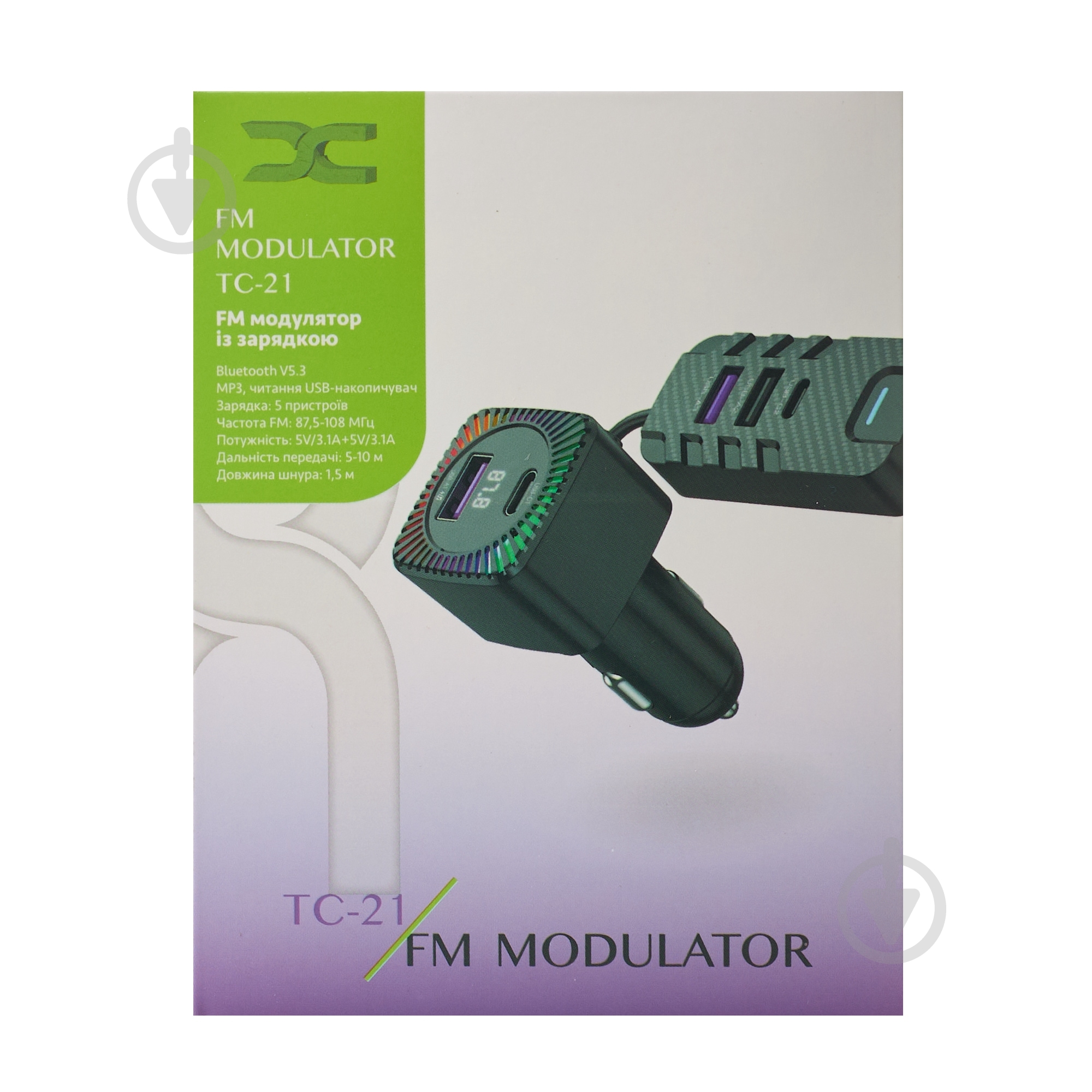 FM-модулятор DC TC-21 Bluetooth 5V/12V/24V/6.2A черный - фото 4