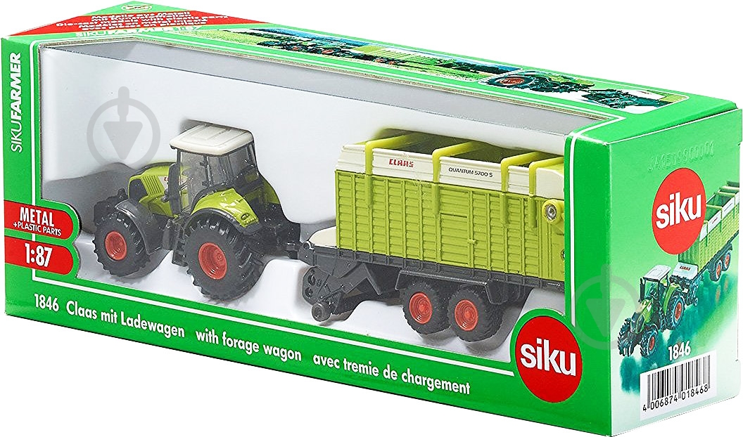 Модель Siku 1:87 трактор с прицепом 1846 6460665 - фото 2 Модель Siku 1:87 трактор с прицепом 1846 6460665 - фото 2