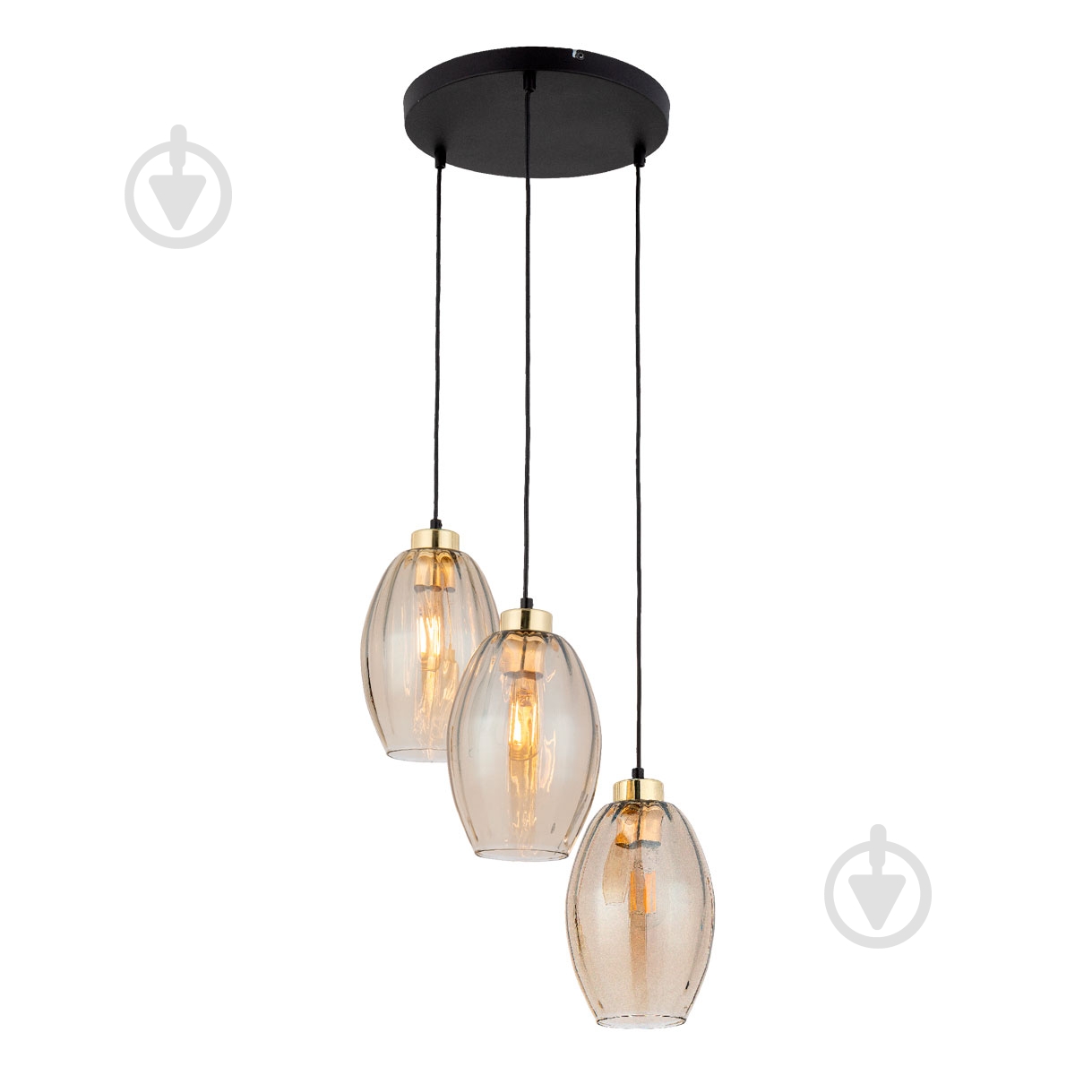 Підвіс TK Lighting Sebo 250 мм 3PL-4634 3x15 Вт E27 бурштиновий - фото 1 Підвіс TK Lighting Sebo 250 мм 3PL-4634 3x15 Вт E27 бурштиновий - фото 1
