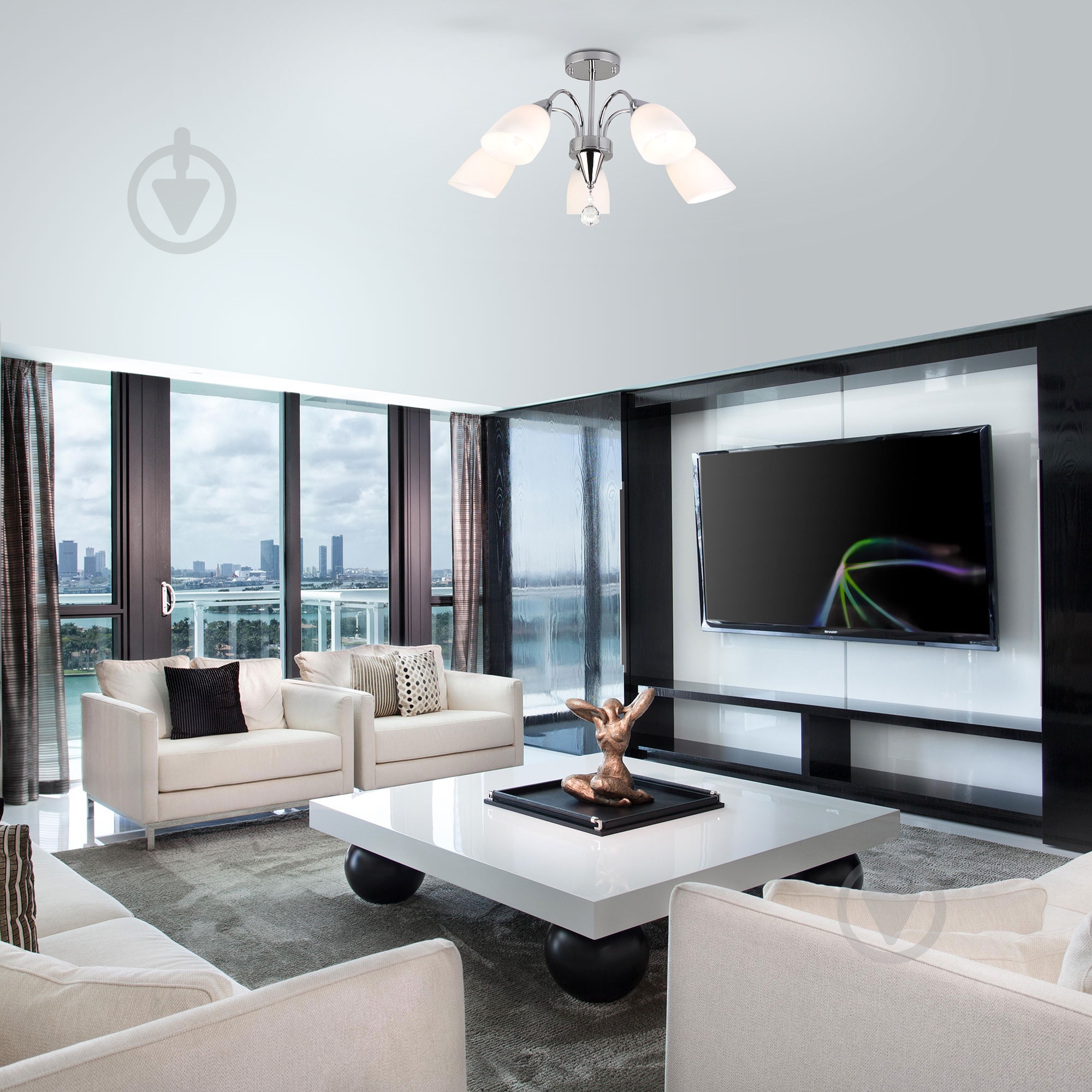 Люстра потолочная Strotskis Ellene 5x40 Вт E27 белый/хром 30149/5 - фото 5