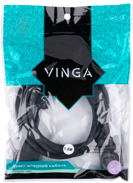 Кабель мультимедійний Vinga VGA 1,8 м чорний (VGA03-1.8) - фото 5