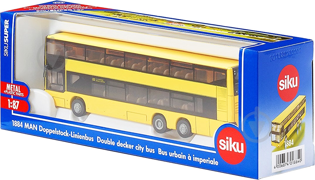 Автомодель Siku 1:87 MAN двухэтажный автобус 1884 6460776 - фото 3