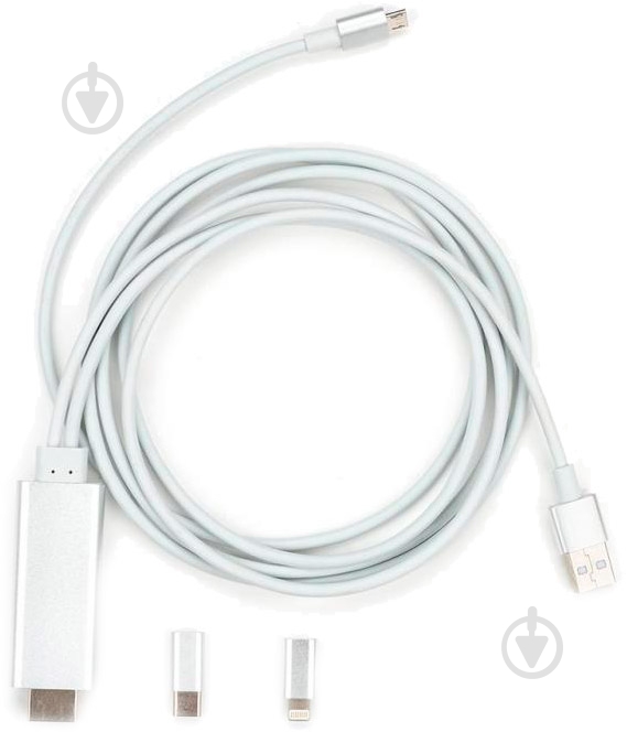 Кабель мультимедийный Vinga HDMI – Lighting + MicroUSB + Type-C 2 м белый (MobileTV-01) - фото 4