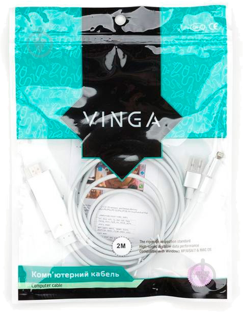 Кабель мультимедийный Vinga HDMI – Lighting + MicroUSB + Type-C 2 м белый (MobileTV-01) - фото 5