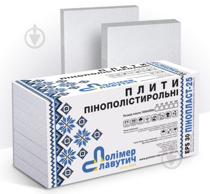 Пенопласт 25 Полимер-Славутич EPS-30 30 мм - фото 1