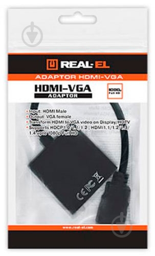 Переходник Real-el HDMI – VGA 0,15 м черный (EL123500020) - фото 2 Переходник Real-el HDMI – VGA 0,15 м черный (EL123500020) - фото 2