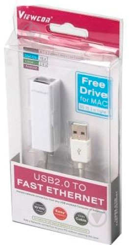 Переходник Viewcon USB – Ethernet 0,15 м белый (VE 449 (White)) - фото 2