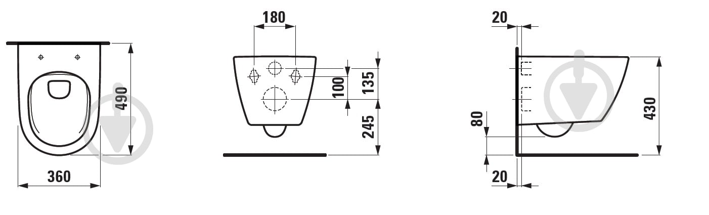 Унітаз підвісний Laufen FIORA Rimless 49 см (2092.3) - фото 2
