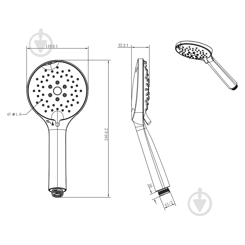 Ручной душ Koller Pool SH0534 (5 режимов) - фото 2