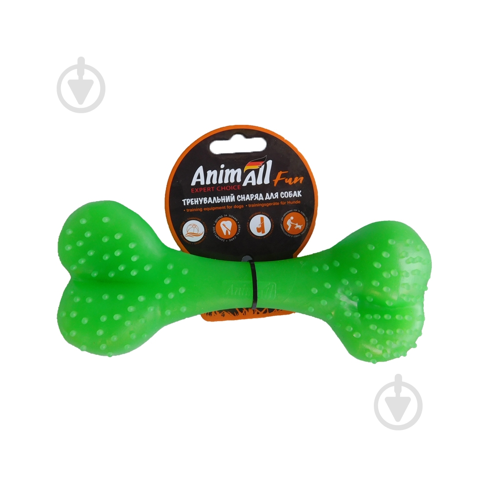 Игрушка для собак AnimAll Кость 25 см зеленая 88130 - фото 1