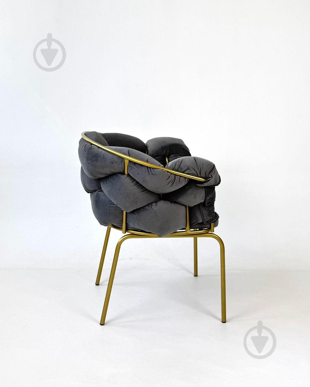 Крісло TWINSANN Cloud 800x400x820 мм (ніжки метал) сірий / золотий - фото 2 Крісло TWINSANN Cloud 800x400x820 мм (ніжки метал) сірий / золотий - фото 2