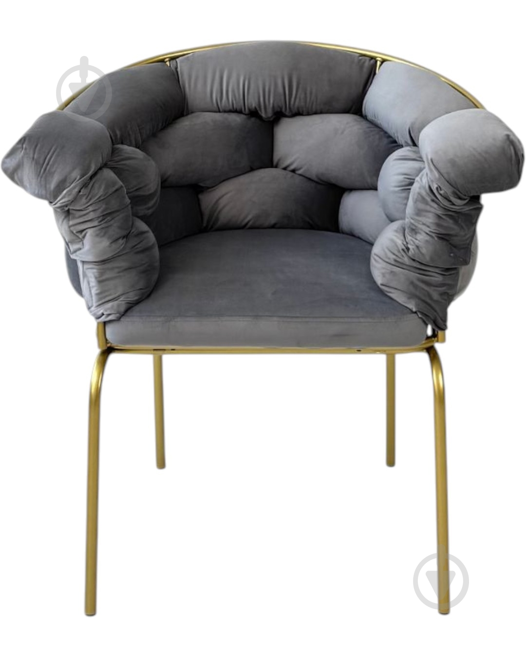 Крісло TWINSANN Cloud 800x400x820 мм (ніжки метал) сірий / золотий - фото 1 Крісло TWINSANN Cloud 800x400x820 мм (ніжки метал) сірий / золотий - фото 1