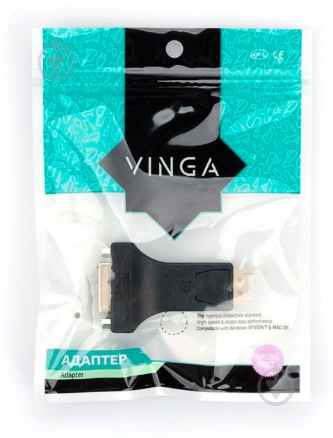 Переходник Vinga DisplayPort – DVI черный (DPMDVIF-01) - фото 4
