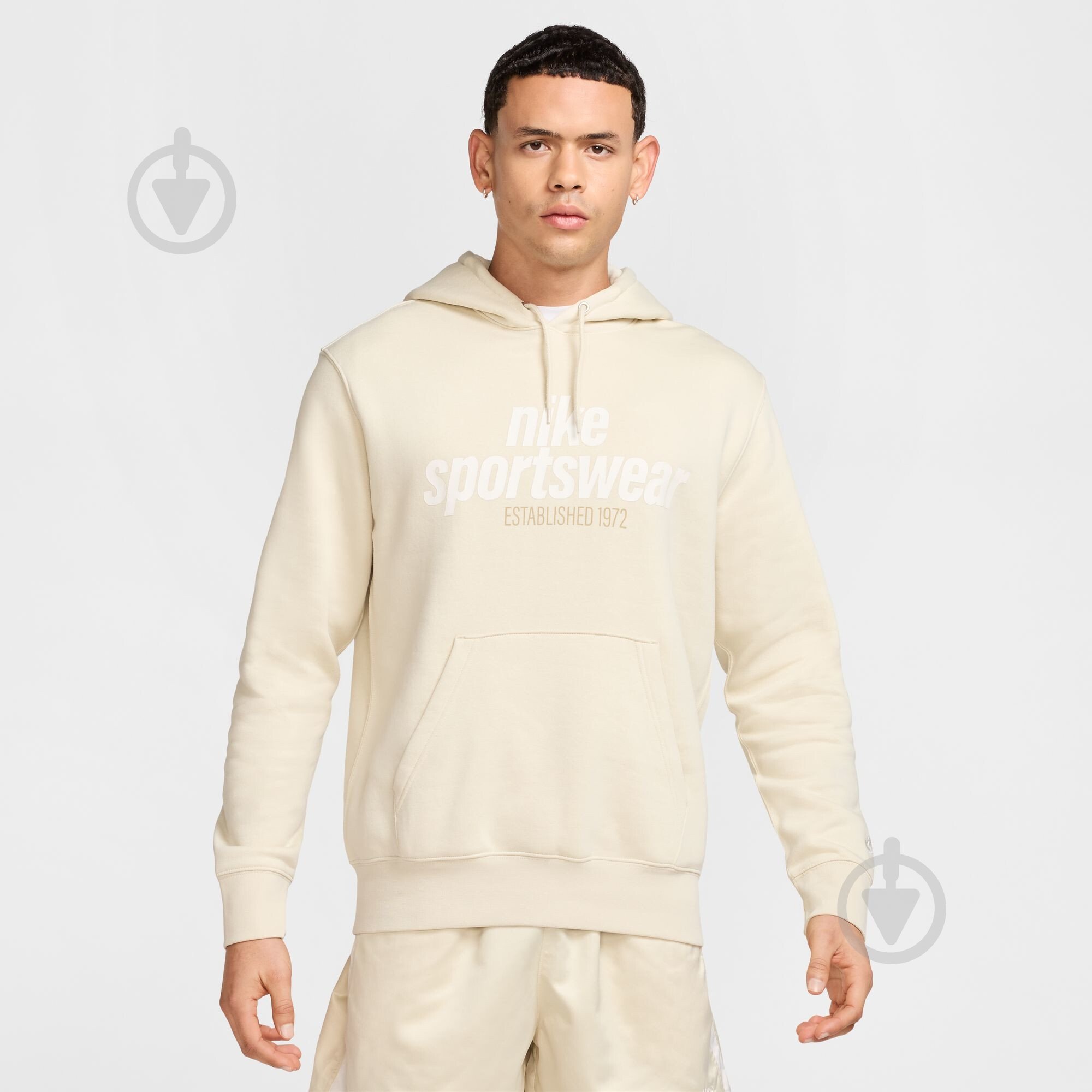 Джемпер Nike M NK CLUB BB PO HDY NSW GFX HJ2159-234 р.3XL бежевий - фото 1