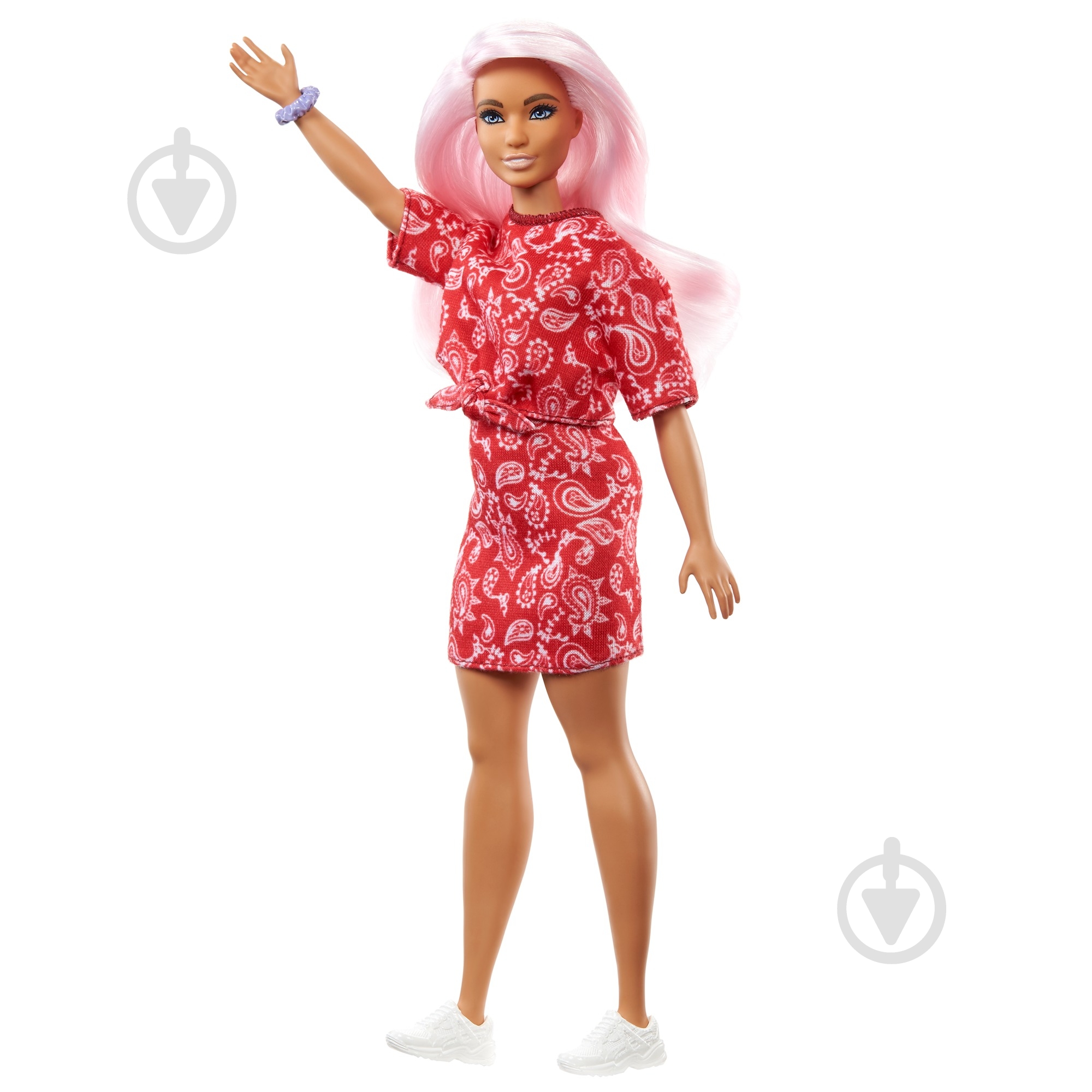 Кукла Barbie Модница в красном платье в огурцы GHW65 - фото 2 Кукла Barbie Модница в красном платье в огурцы GHW65 - фото 2