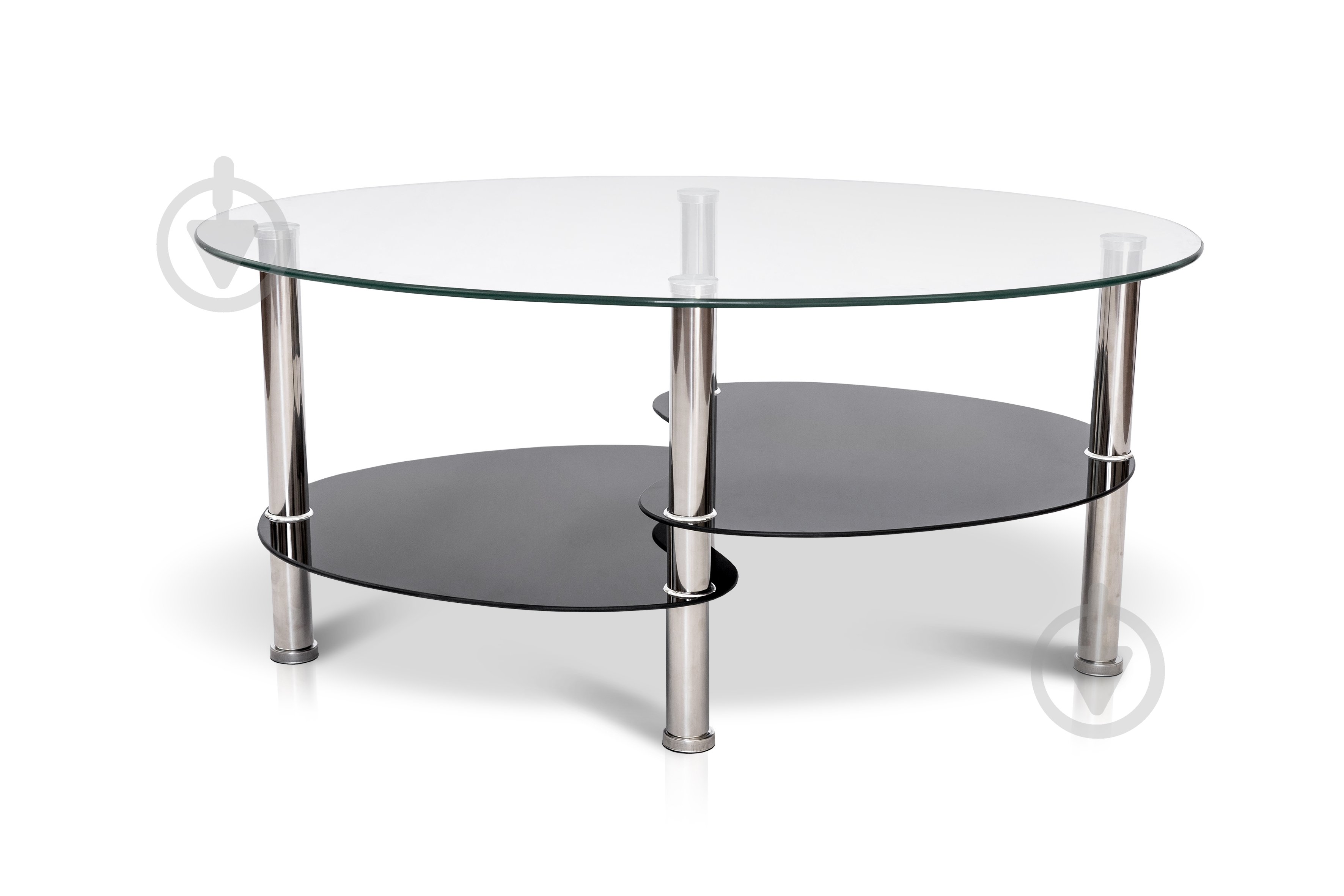 Стол журнальный Мікс Меблі 900x550x420 мм хром/ прозрачный/черный - фото 1 Стол журнальный Мікс Меблі 900x550x420 мм хром/ прозрачный/черный - фото 1