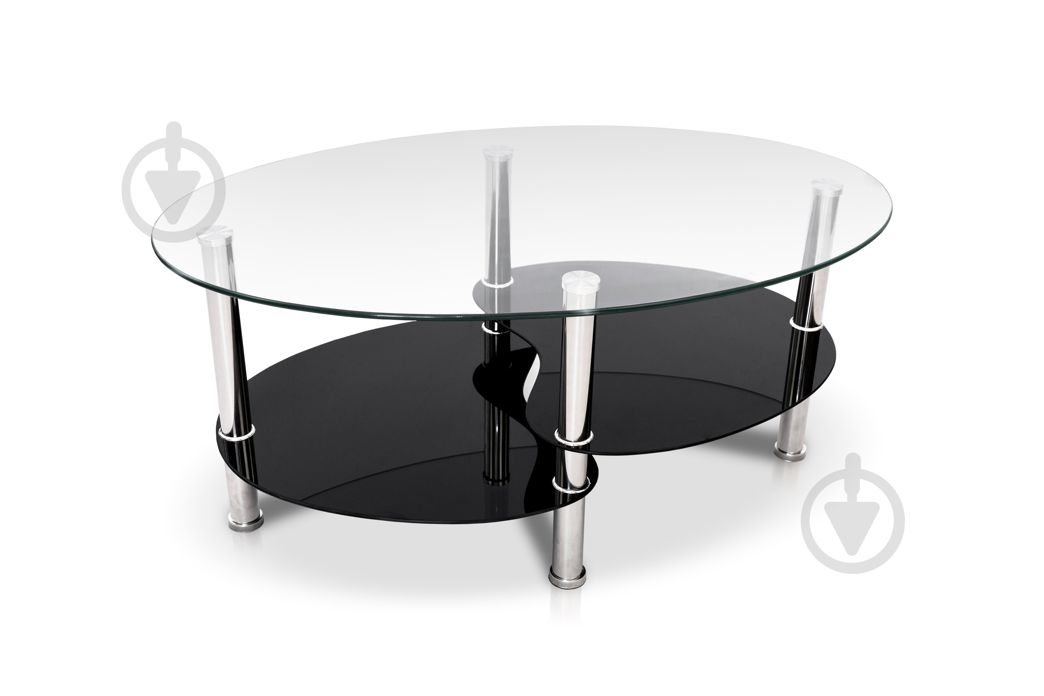 Стол журнальный Мікс Меблі 900x550x420 мм хром/ прозрачный/черный - фото 2 Стол журнальный Мікс Меблі 900x550x420 мм хром/ прозрачный/черный - фото 2