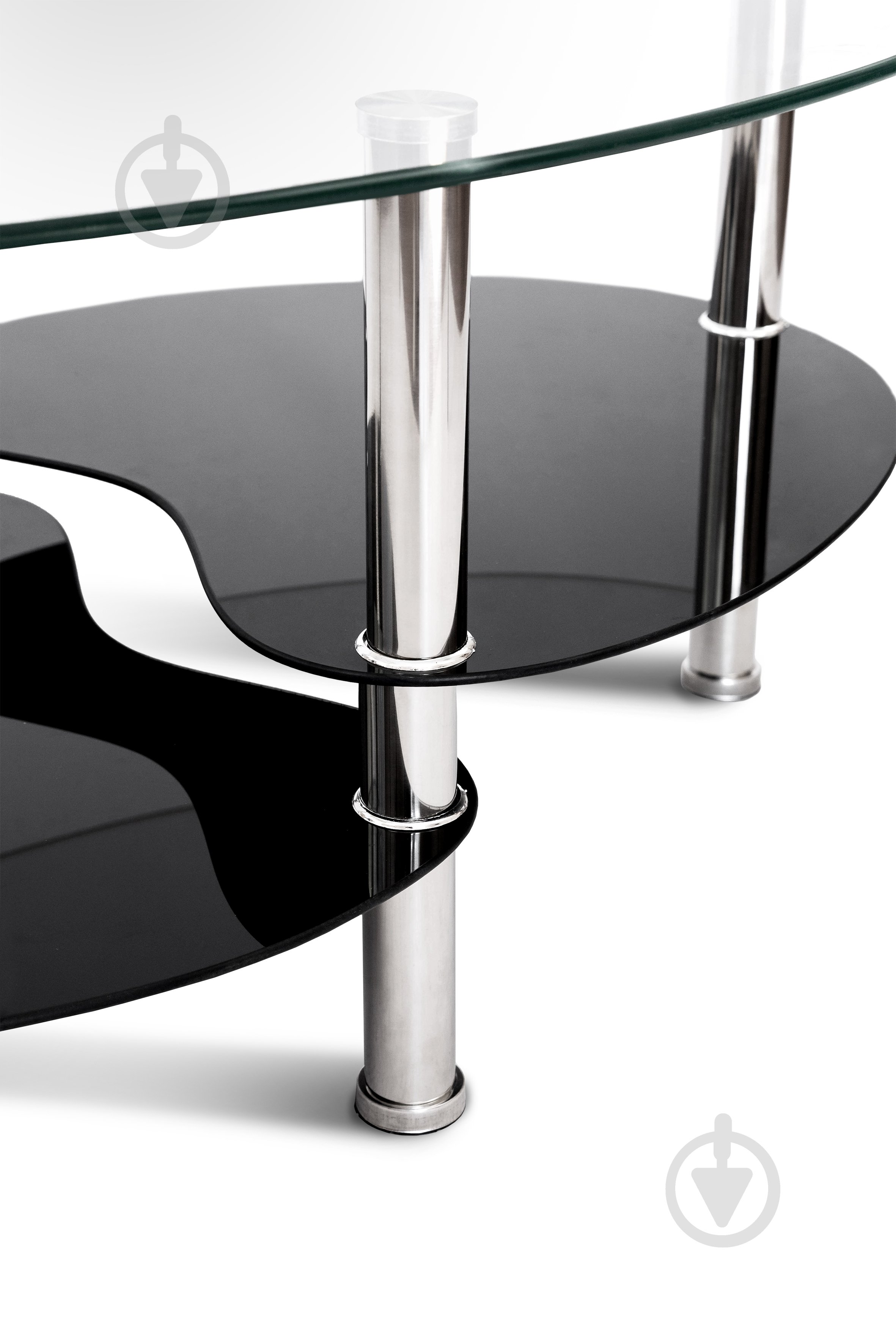 Стол журнальный Мікс Меблі 900x550x420 мм хром/ прозрачный/черный - фото 3 Стол журнальный Мікс Меблі 900x550x420 мм хром/ прозрачный/черный - фото 3