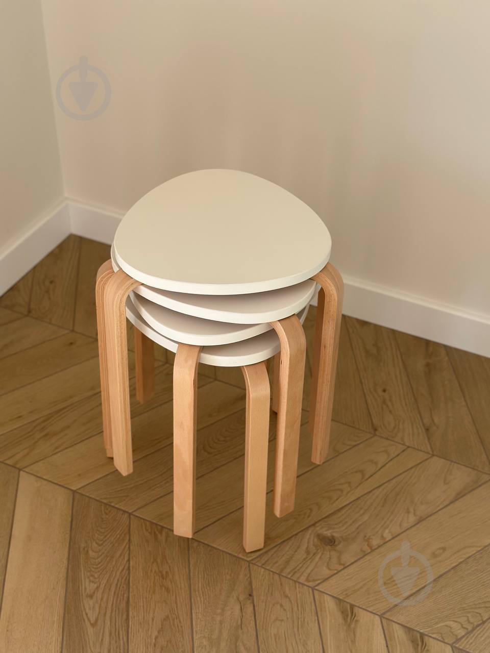 Табурет дерев’яний SOL білий / бук - фото 7