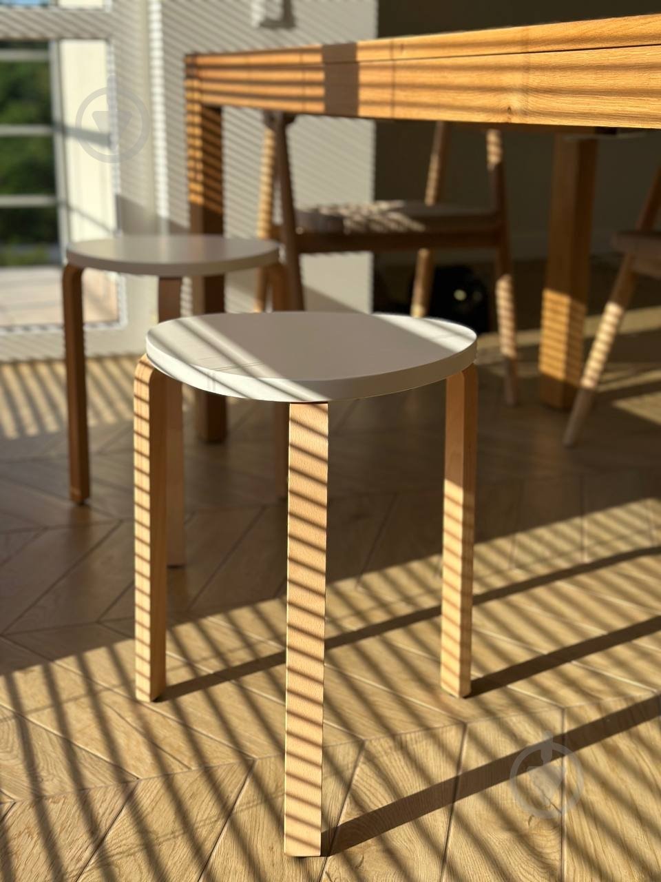 Табурет дерев’яний SOL білий / бук - фото 8