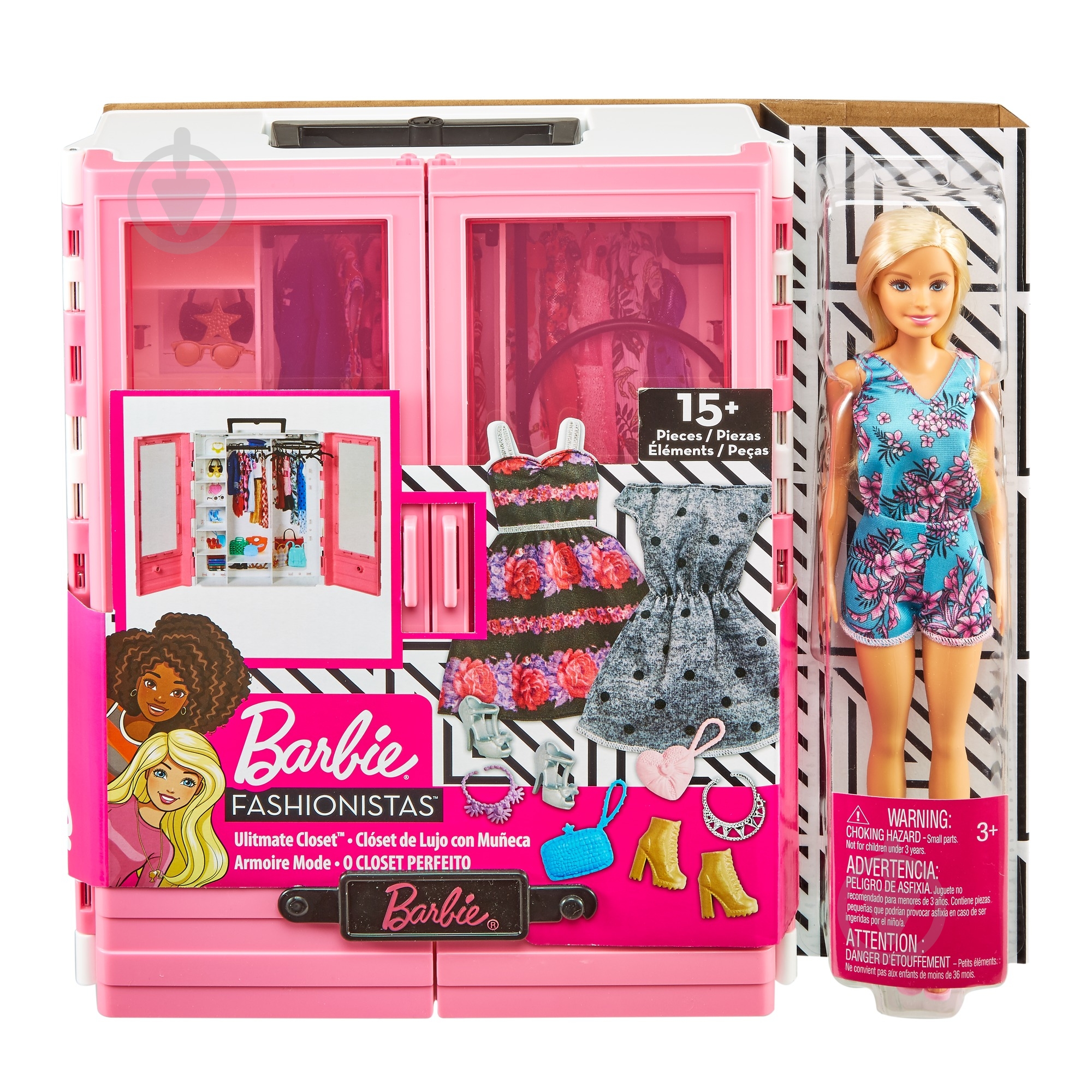Игровой набор Barbie Шкаф-чемодан для одежды GBK12 - фото 1