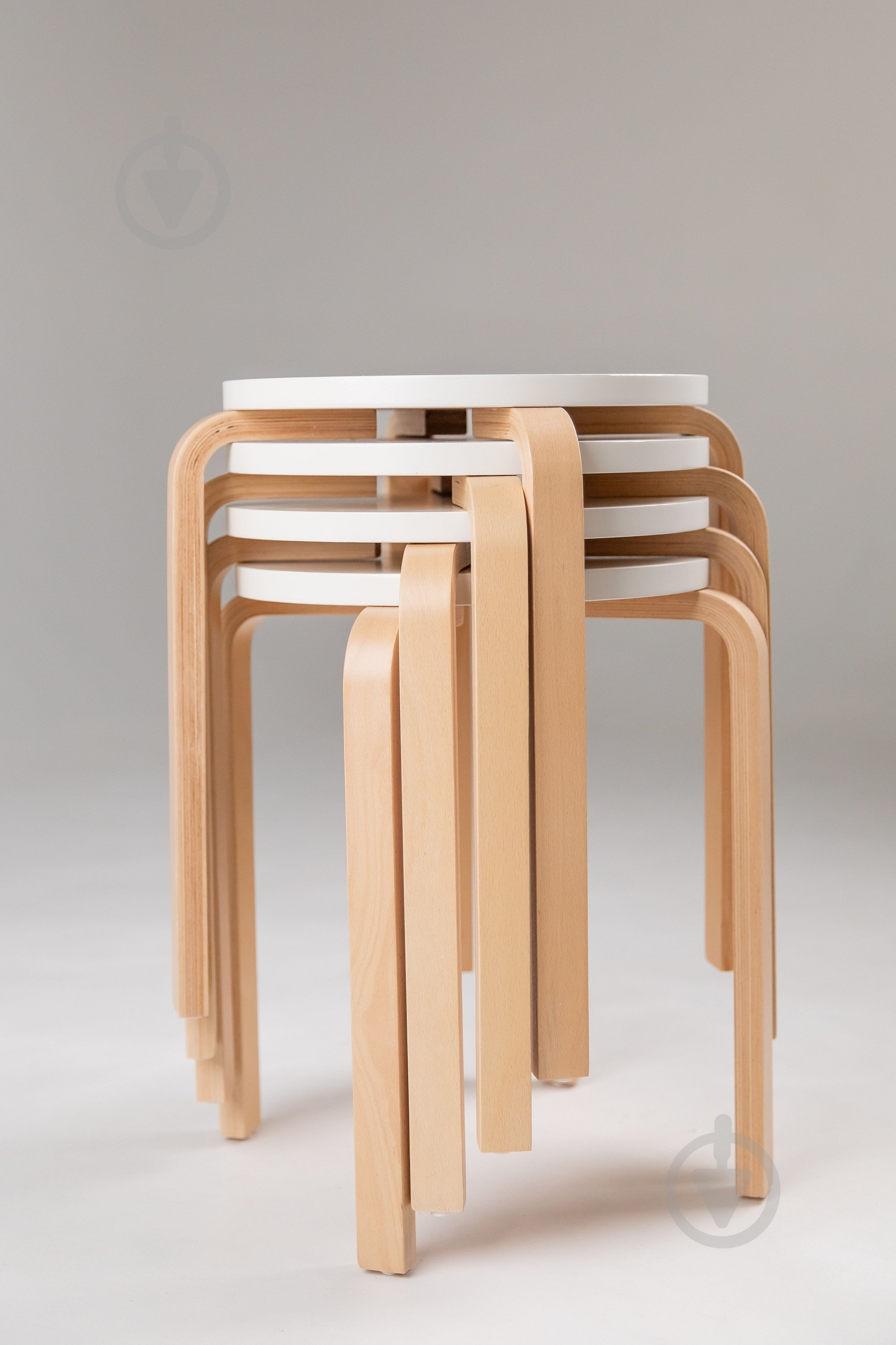 Табурет деревянный Scandi белый / бук - фото 2 Табурет деревянный Scandi белый / бук - фото 2