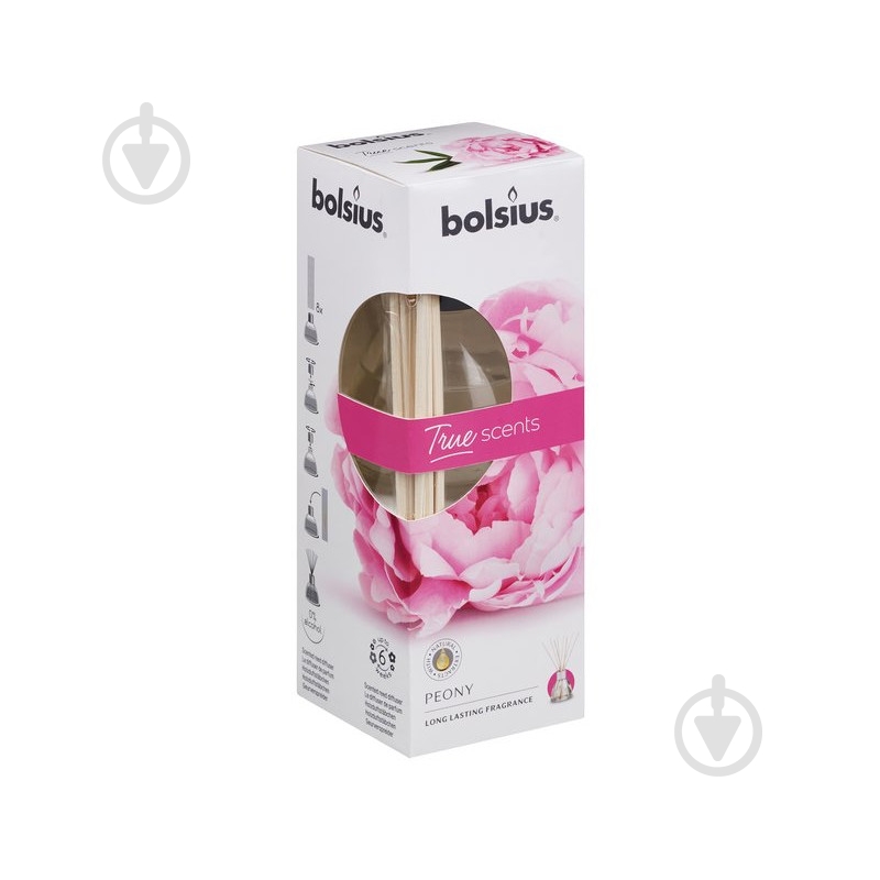 Аромадиффузор Bolsius с палочками Пион 45 мл - фото 1 Аромадиффузор Bolsius с палочками Пион 45 мл - фото 1
