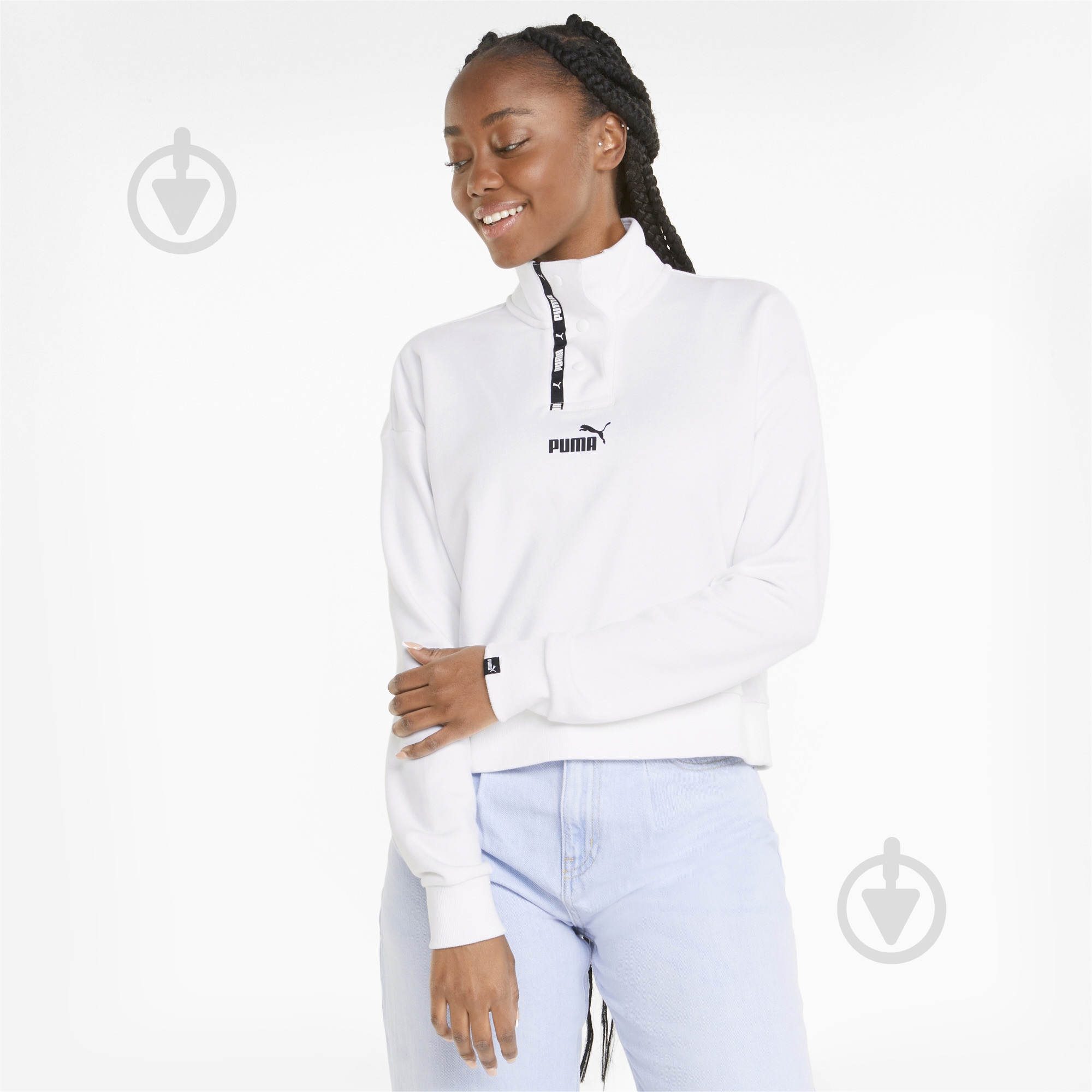 Свитшот Puma Power Half-Placket Crew 84712402 р. M белый - фото 1