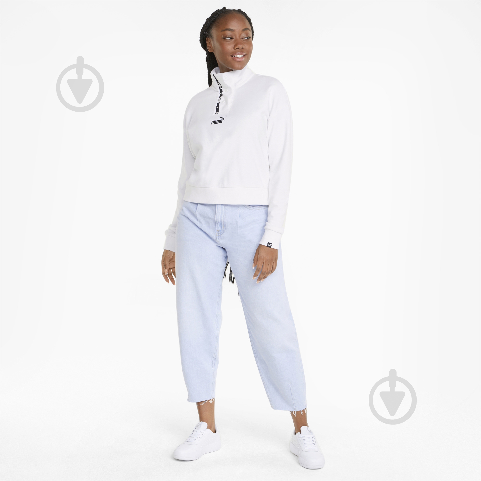Свитшот Puma Power Half-Placket Crew 84712402 р. M белый - фото 3