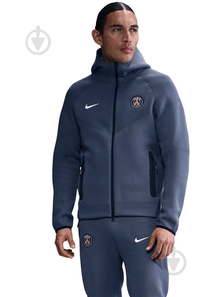 Джемпер Nike PSG M NK TCH FLC FZ WR HDY HJ6432-491 р.M синий - фото 1 Джемпер Nike PSG M NK TCH FLC FZ WR HDY HJ6432-491 р.M синий - фото 1