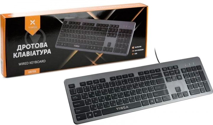 Клавиатура Vinga (KB735 black-grey) - фото 9