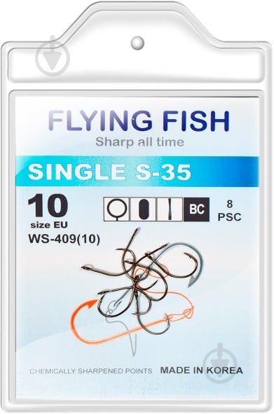 Гачок Flying Fish SINGLE S-35 №10 8 шт. WS-409(10) - фото 1