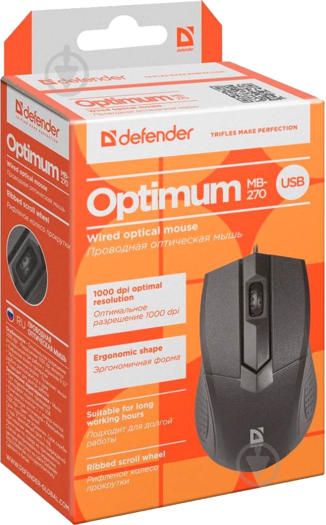 Мышь Defender Optimum MB-270 USB Black (52270) - фото 2