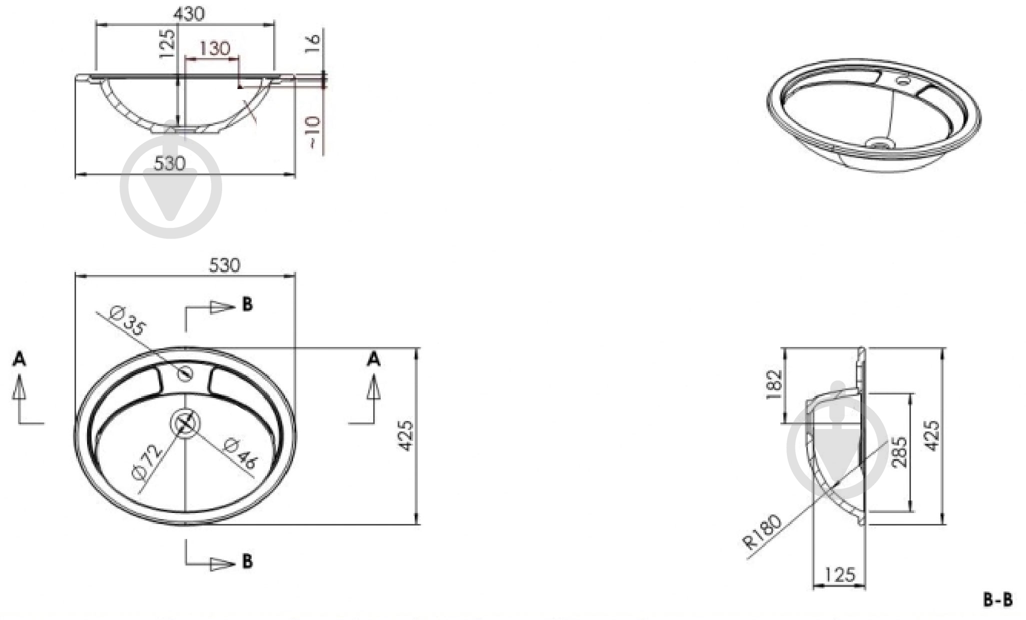 Умивальник EGO Dalas 54 - фото 3