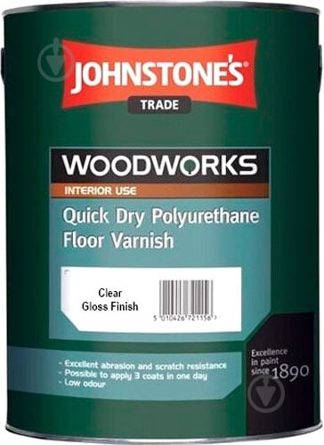Лак для підлоги Quick Dry Polyurethane Floor Varnish Johnstone's напівмат безбарвний 2,5 л - фото 1