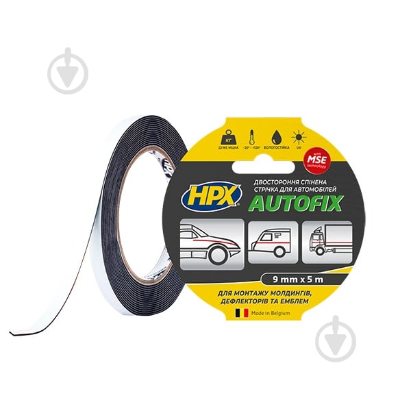 Двухсторонняя автомобильная клейкая лента HPX Autofix MSE DSA0905 9 мм 1 мм 5 м черный - фото 1