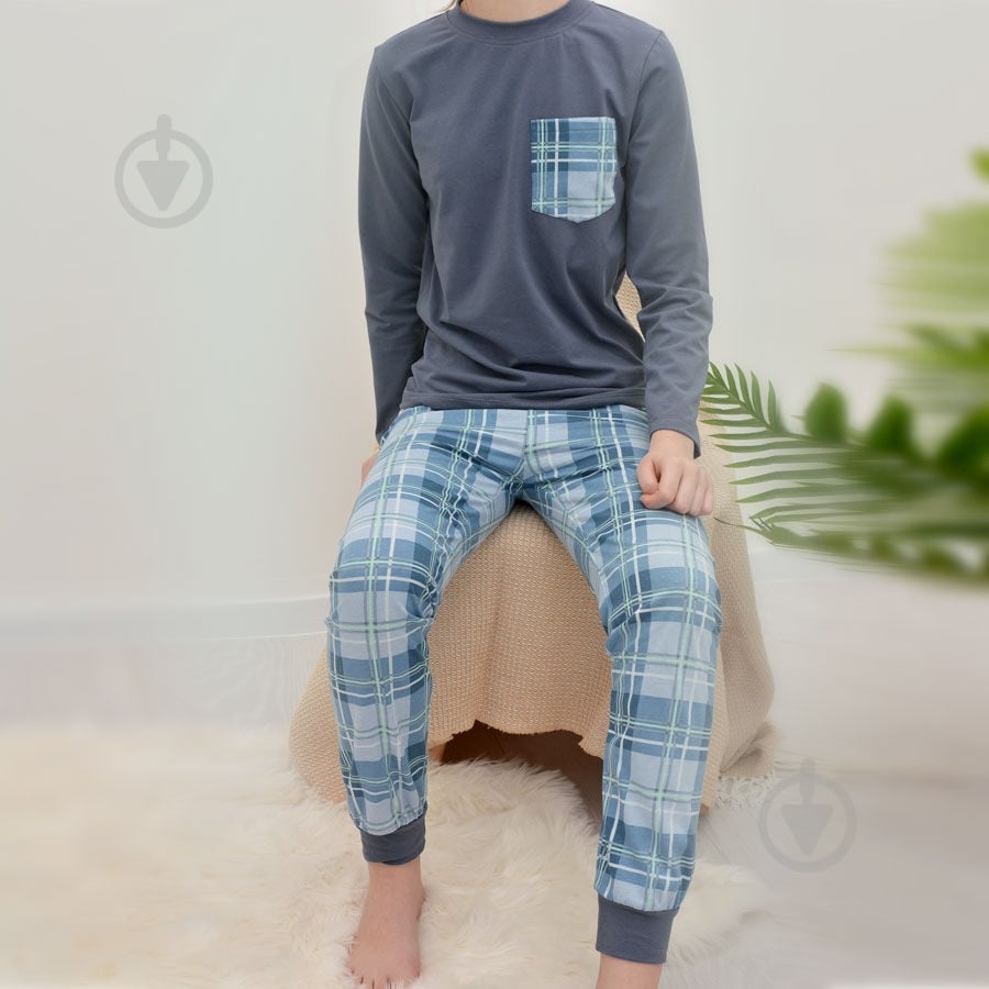 Пижама для мальчиков Blanka Клетка р.134 синий 110209 - фото 1